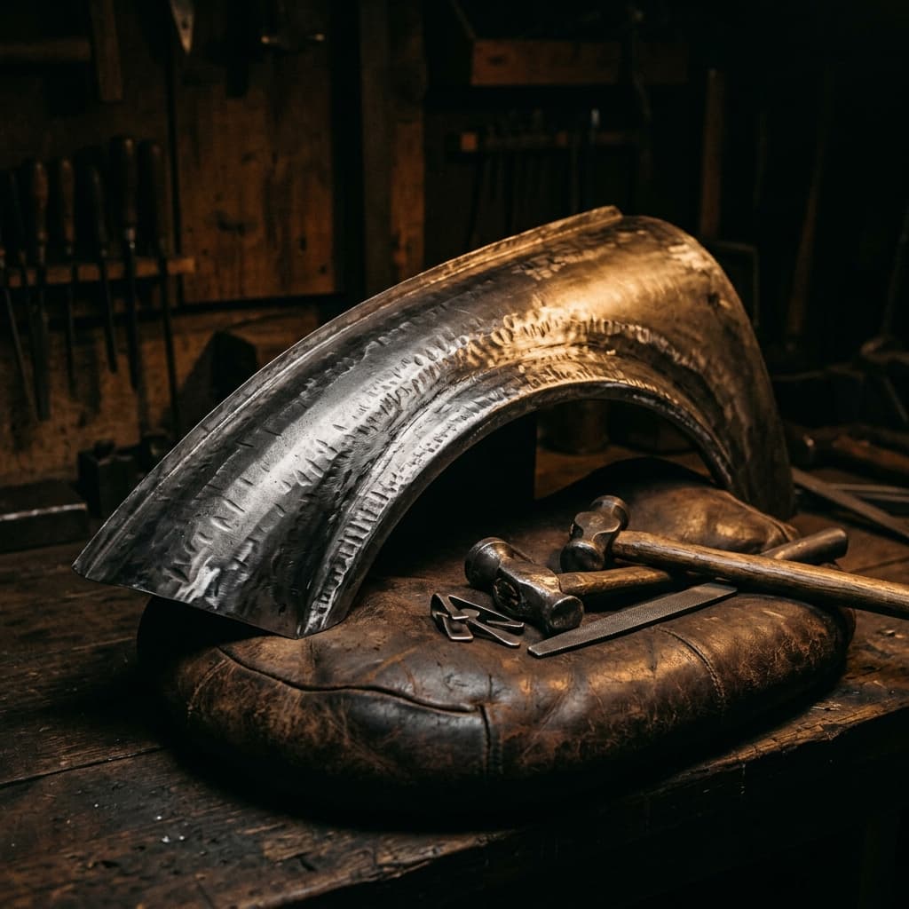Metal being shaped by hand at Auto Moj